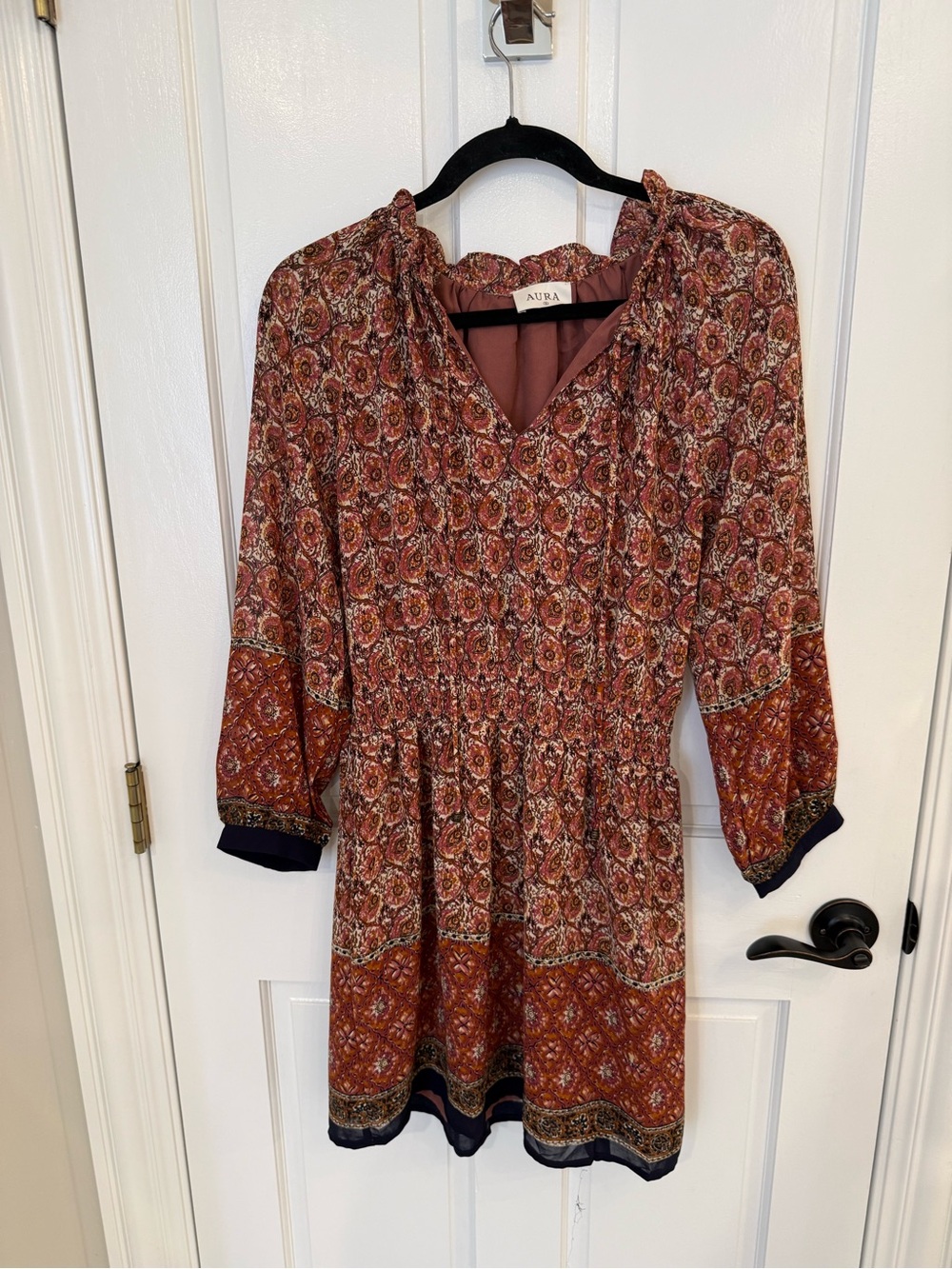 Aura Rust Paisley Mini Dress